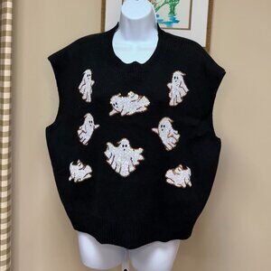 Cute Knit Ghost Sequin Sweater Vest